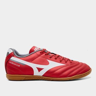 Imagem de Chuteira Futsal Mizuno Morelia Club Unissex, Vermelho, Branco, 41