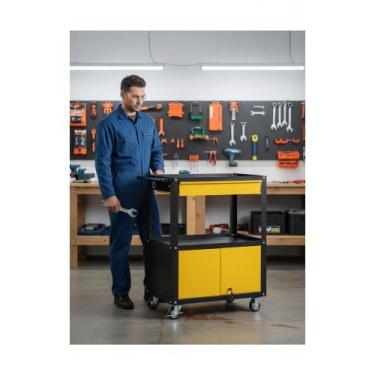 Imagem de Carrinho Ferramentas Amarelo c/ 1 Gaveta, Chave e Rodas - Congratulati