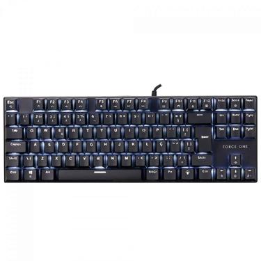Imagem de Teclado Mecânico Gamer Force One Atlas TKL, USB, ABNT2, Preto