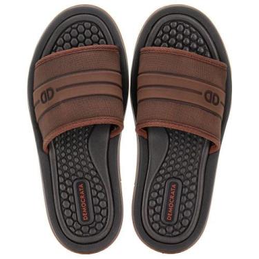Imagem de Chinelo masculino slide denim groove democrata 289102, Café, 42