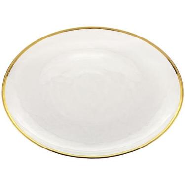Imagem de Prato raso cristal de chumbo c/borda dourada agate 26cm - Rojemac