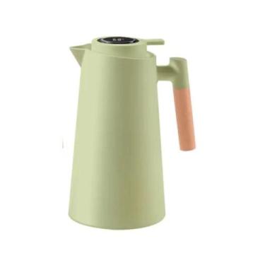 Imagem de Garrafa Térmica Termometro Digital 1L Café Chá com Cabo de Madeira - N