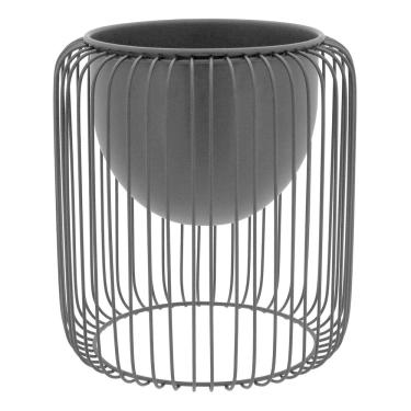 Imagem de CACHEPÔ VASO DECORATIVO PLANTA METAL 28x26x26cm PRETO