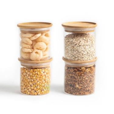 Imagem de Kit Potes de Mantimento Empilhável Red 500ml - 4 pçs Oikos, U, NATURAL