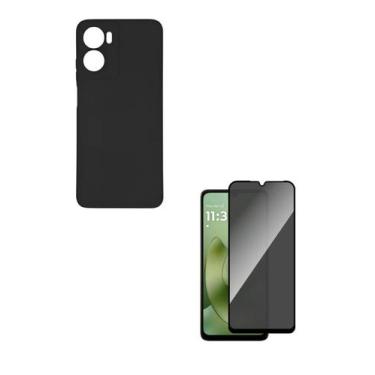 Imagem de Capa Case Silicone Preto + Película 3D de Vidro Privativa Para Moto G0