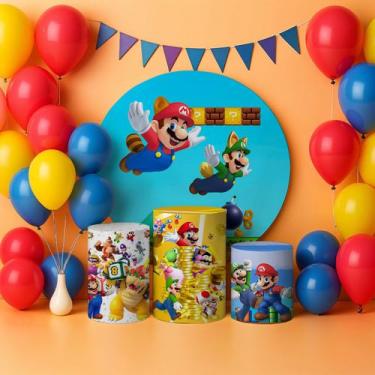 Imagem de Capas Painel Redondo Cilindros Decoração Mario Encanador - Genérica