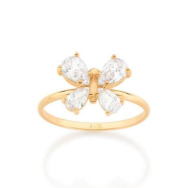 Imagem de Anel borboleta 18k com zircônias BRANCO 513273 Rommanel, Branco, 14