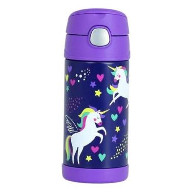 Imagem de Garrafa Térmica Infantil c/ Canudo Silicone Unicórnio Thermos   Funtai