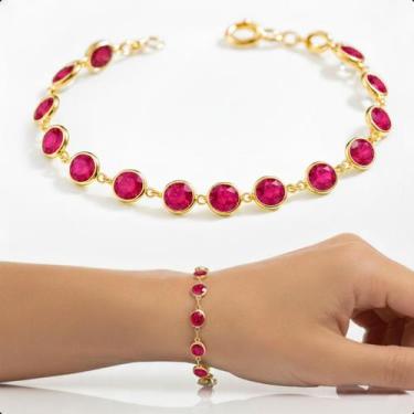 Imagem de Pulseira Feminina Ouro 18k 18cm E Zircônias 5mm - Dream Factory Jóias