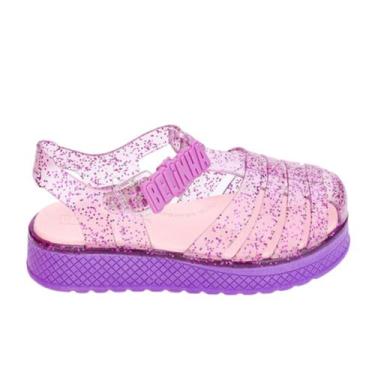 Imagem de Sandália Belinha Infantil  Kidy Plataforma Lilás Glitter, Rosa, 25/26