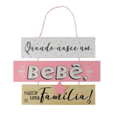 Imagem de Móbile De Parede Frases Quando Nasce Um Bebê...rosa 19x26 - Zenir Pres