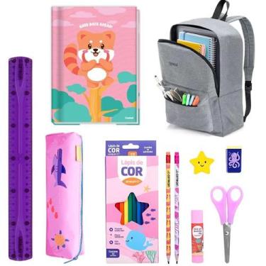 Imagem de Kit Escolar Com Mochila Reforçada  7 Itens Essenciais - Leo & leo, Men