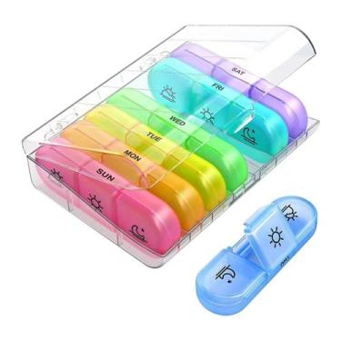 Imagem de Caixa Organizadora Porta Comprimidos Triplo Semanal - Dexin, Colorido