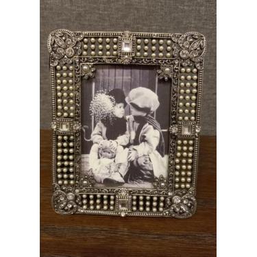 Imagem de Porta Retrato Prateado com Cristais - Via Decor