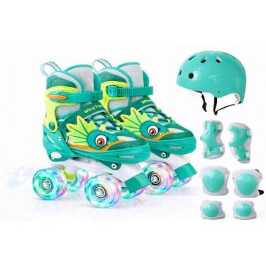 Imagem de Patins Quad Dinossauro 4 Rodas Infantil Tamanha Ajustavel Com Rodinhas
