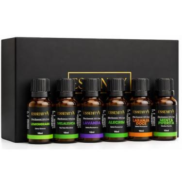 Imagem de Kit Aromaterapia Completo 6 Óleos Essenciais 100% Puros - Alecrim, Lavanda, Laranja Doce, Melaleuca, Menta Piperita, Lemongrass - Relaxamento, Energia, Cuidados com a Pele e Alívio Respiratório - Vegano, Cruelty-Free, Ideal para Aromaterapia e Massagem - ESSENITY