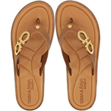 Imagem de Tamanco De Dedo Terra e Água Comfort Tira Vazada Feminino, Marrom, 35