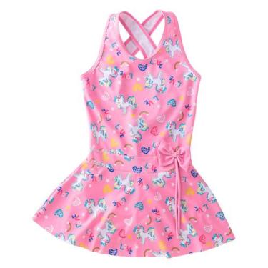 Imagem de Maiô Infantil Menina Saia Unicórnio UV Laço Tam 1 ao 6 - anjo da mamãe