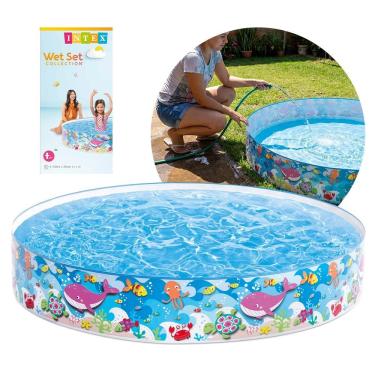 Imagem de Piscina Infantil Dias de Praia 152cm Vinil Estrutura Rígida 443L Redonda para Lazer Intex