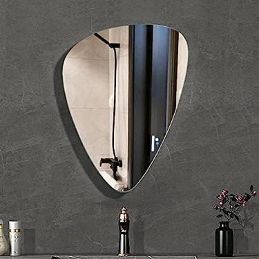 Imagem de Espelho Sem Moldura Espelho De Gota De Água Irregular, Espelho De Banheiro Assimétrico Montado Na Parede, Sala De Estar Quarto Espelhos Em Forma Moderna Espelho Decorativo, Espelho De Prata À Prov
