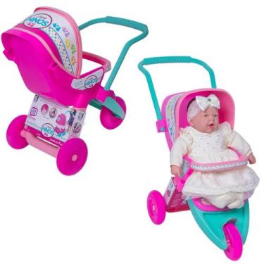 Imagem de Carrinho De Boneca Para Passeio Infantil Com 3 Rodas Coleção Ninos Bab