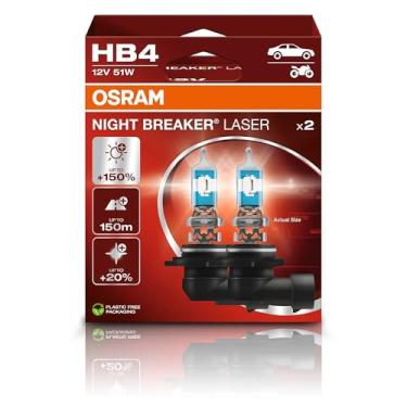 Imagem de Osram Night Breaker Laser HB4, +150% mais brilho, lâmpada de farol de halogêneo, 9006NL-2HB, carro de 12 V, caixa suspensa (2 lâmpadas), branco