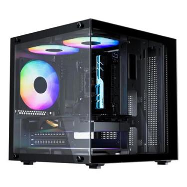 Imagem de Gabinete gamer aquário life pro bg-066 c/ 5 cooler fans preto - BLUECA