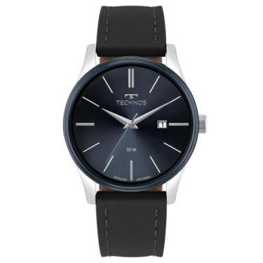 Imagem de Kit Relógio com Carteira Masculino Steel Bicolor Couro Prata Technos