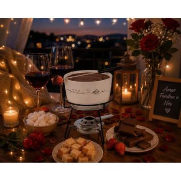 Imagem de Aparelho De Fondue Queijo Chocolate Porcelana Fondue 8 Peças Serviço C