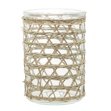 Imagem de Vaso Wolff de Vidro e Fibra Natural 13x10cm