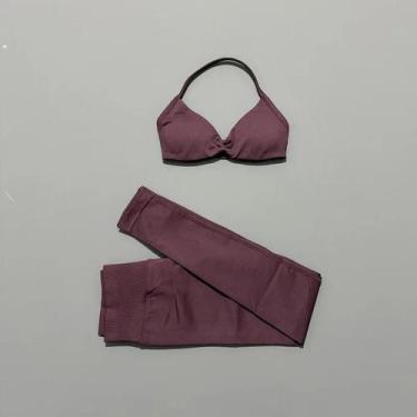 Imagem de Conjunto De Roupas De Yoga Femininas Em 2 Peças, Roupas De Atividade F