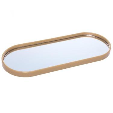 Imagem de Bandeja com Espelho Perlina 30cm x 12cm x 1,5cm Dourado - Lyor