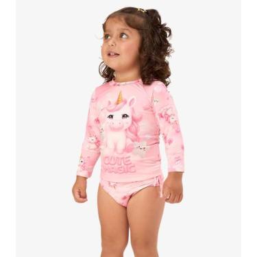 Imagem de Conjunto Bíquini Infantil Proteção UV Rovi Kids Rosa, 8, Rosa