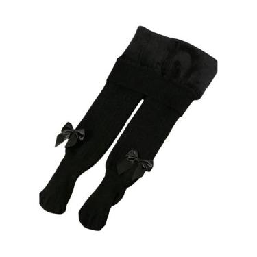 Imagem de Meias-calças De Cashmere Grossas Com Laço Para Meninas, Leggings Justa