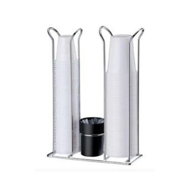Imagem de Porta Copos Descartáveis 200 ML com Porta Colherzinhas Future, Cromado