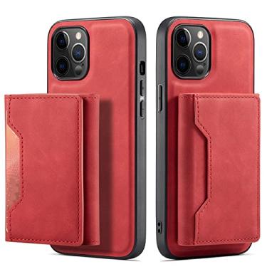 Imagem de Capa de telefone de couro magnético removível para iPhone 13 Pro Max 12 11 Pro SE 2020 7 8 Plus X XR XS Max Bolsas de cartão de carteira, vermelho, para iPhone 7Plus 8Plus