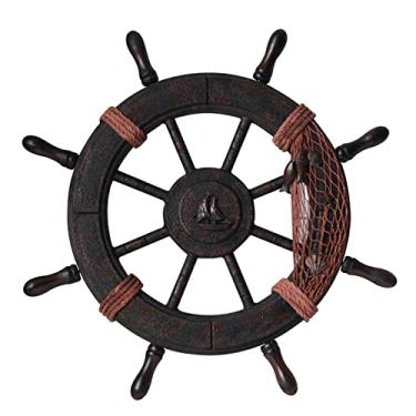 Imagem de Ormental Náutico Casa de madeira Barco Volante Decoração de parede, 45x4x45cm