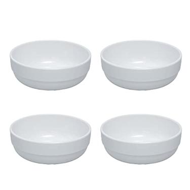 Imagem de Kit 4 Tigela Bowl Cumbuca Redonda Melamina Premium 14 x 5cm Branca Servir Mesa Resistente