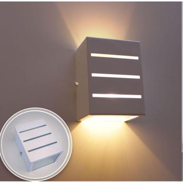 Imagem de Arandela Frisada 2 focos grande e27 + lâmpada led 12w 6000k - luminaria branca luz branco frio st298