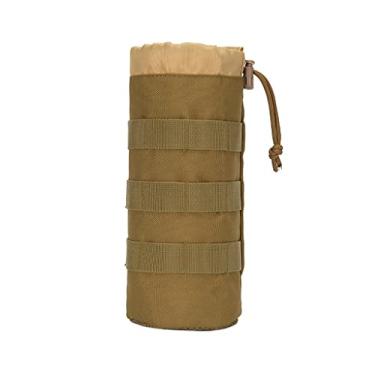 Imagem de Simhoa Bolsa para garrafa de água MOLLE de 500 ml com cordão aberto, manga protetora com alça de transporte para escalada ciclismo e corrida ao ar livre, cáqui