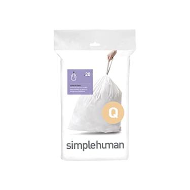 Imagem de simplehuman Sacos de lixo com cordão de ajuste personalizado Code Q em pacotes dispensadores, 20 unidades, 50-65 litros, branco
