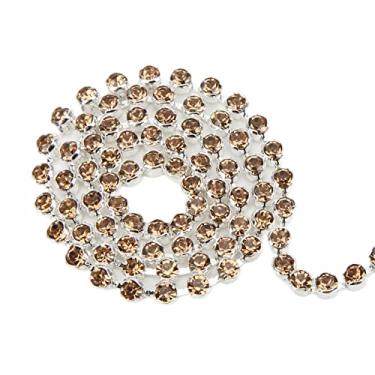 Imagem de Pssopp Corrente grande de de cristal de 5 metros, corrente de de 3 mm, acabamento com contas de costura SS12, rolo de corrente de copo de garra de cristal (amarelo cristal com