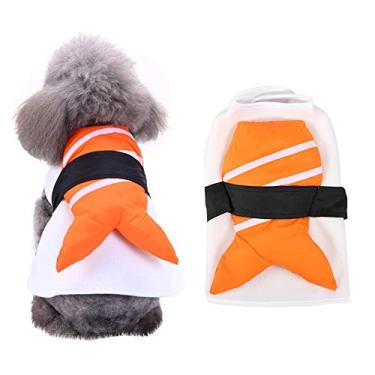 Imagem de FTVOGUE Roupas de chef de sushi quimono roupas de cosplay divertidas para cães de estimação filhotes roupas de festa de poliéster