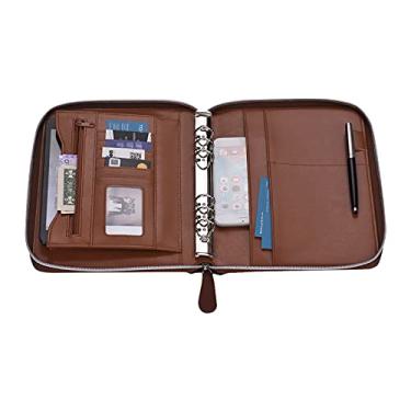 Imagem de Kiboule Almofada de couro PU profissional Porta-fólio de negócios Organizador Pasta Armazenamento de Documentos com Fechamento com Zíper Slot para Cartão de Laço de Folhas Soltas