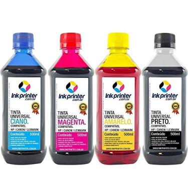 Imagem de Tinta Inkprinter Universal para Recarga de Cartucho Hp, Lexmark, Canon, Brother (4x500ml)