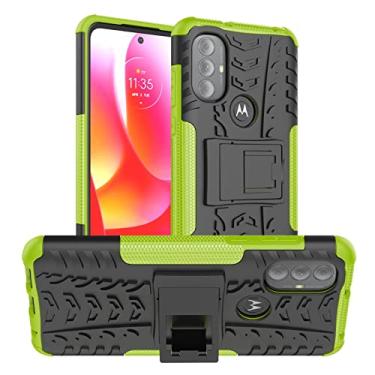 Imagem de BoerHang Capa para Moto G6 Play, resistente, à prova de choque, TPU + PC proteção de camada dupla, capa para celular Moto G6 Play com suporte invisível. (verde)