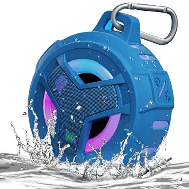 Imagem de EBODA Alto-falante Bluetooth IPX7 impermeável chuveiro, alto-falantes portáteis sem fio externos com luzes LED, 24H Play, BT 5.0 True Wireless Stereo, flutuante para praia, caiaque,