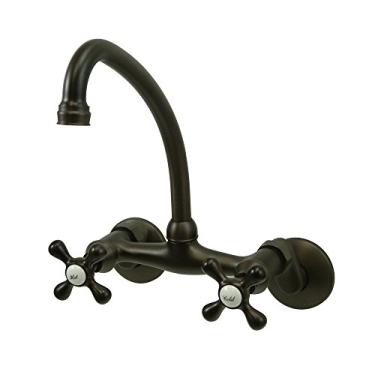 Imagem de Nuvo ES2145X Elements of Design Accents Torneira de cozinha com 2 alças para montagem na parede, 16 cm, bronze polido a óleo