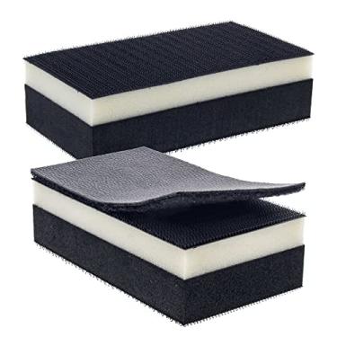 Imagem de Dura-Gold Bloco de lixamento retangular de EVA de 2 lados de densidade dupla de 12,7 cm x 6,5 cm, suporte de gancho e laço, pacote com 2 - almofada adaptadora de conversão de lixa PSA - Móveis para