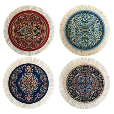 Imagem de Conjunto Inusitus de 4 tapetes redondos para casa de bonecas – Carpetes em miniatura para bonecas 12,7 cm